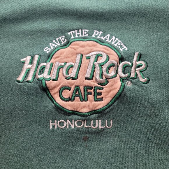 Hard Rock Cafe Honolulu Green Sweatshirt X-Large Save The Planet Made In USA - Picture 7 of 13